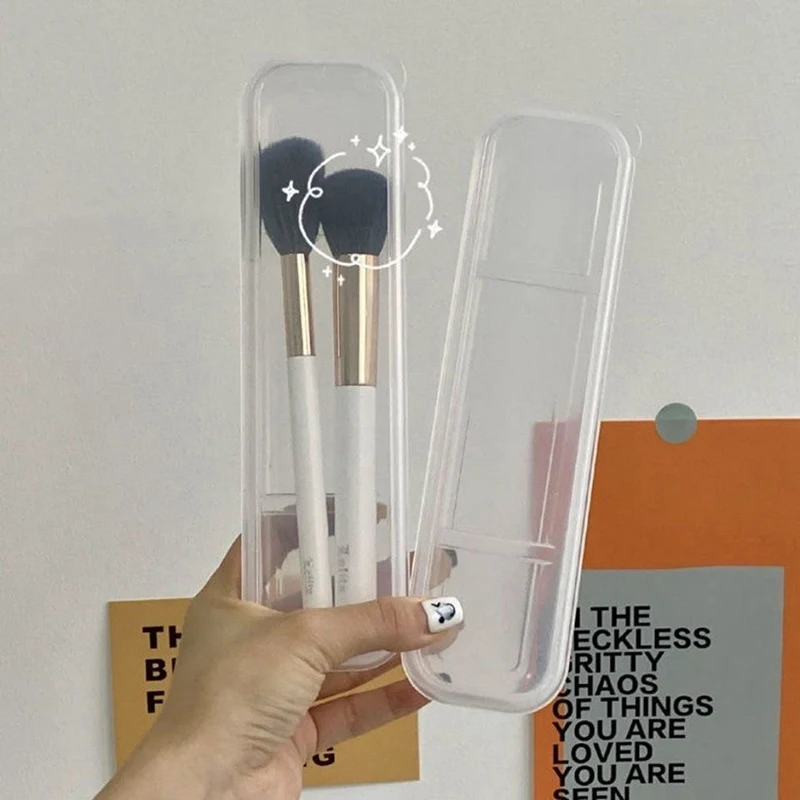 Makeup Brush Organizer Transparent With Cover Eyebrow Pencil Boxes Portable Women Cosmetic Storage Organizer Makeup Tools