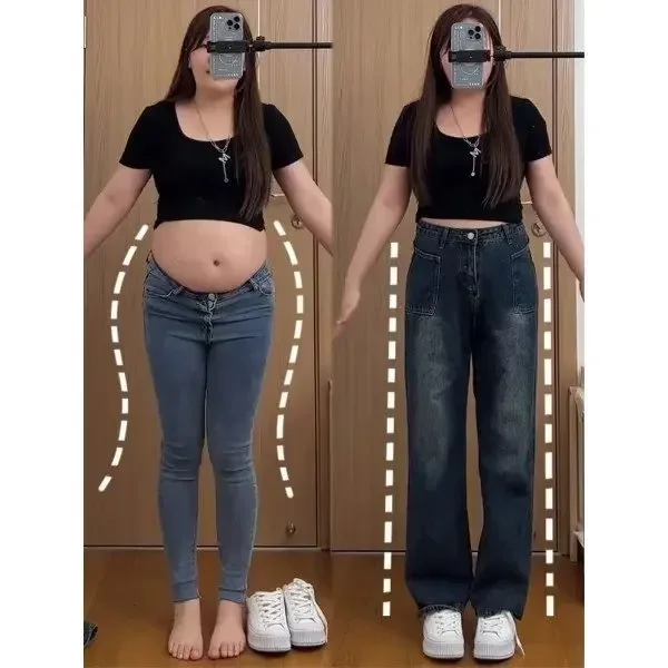 

Pop High Waist Wide Leg Denim Jeans Women's Spring Fashion Hot Sale Of The Season Loose Fit Straight Cut Floor-Length Trendy Tro