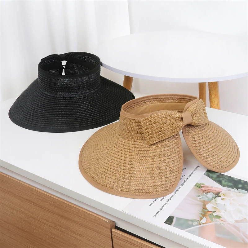 Women Summer Visors Hat Hat Stylish and UV-Resistant for Outdoor HikingFoldable Sun Cap Wide Large Brim Beach Straw Hats Chape