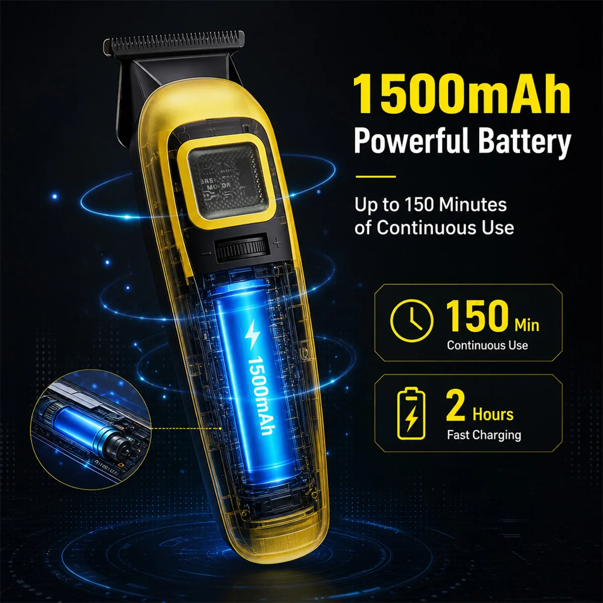 Kemei KM-1961 Electric Trimmer for Men DLC Blade 0mm 8000RPM External Rotor Brushless Motor Barber Shop Hair Trimmer Machine - view 5