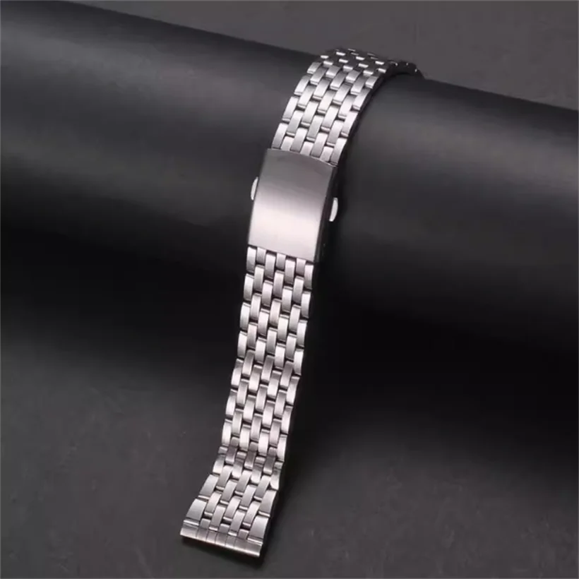 Watch Accessories Stainless Steel Bag Steel Strap Double-Sided Folding Buckle Flat Mouth Steel Strap Men Women Watch Chain Strap