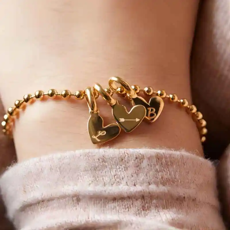 

Initial Heart Charm Personalized Single Letter Small Heart Bracelet Multiple Name Charm Jewelry Gifts For Girlfriends Birthday