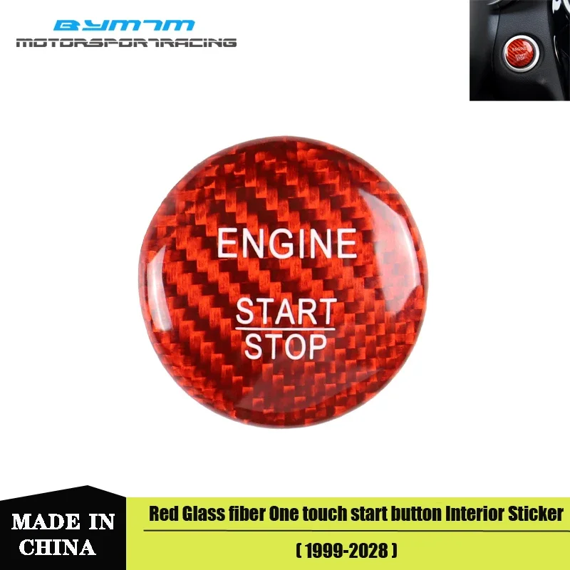 Red Real Carbon fiber One button start Stop cover Sticker For BMW F20 F21 F30 F31 F32 F33 F36 F10 F06 F12 F13 F01 F02 F15 F16