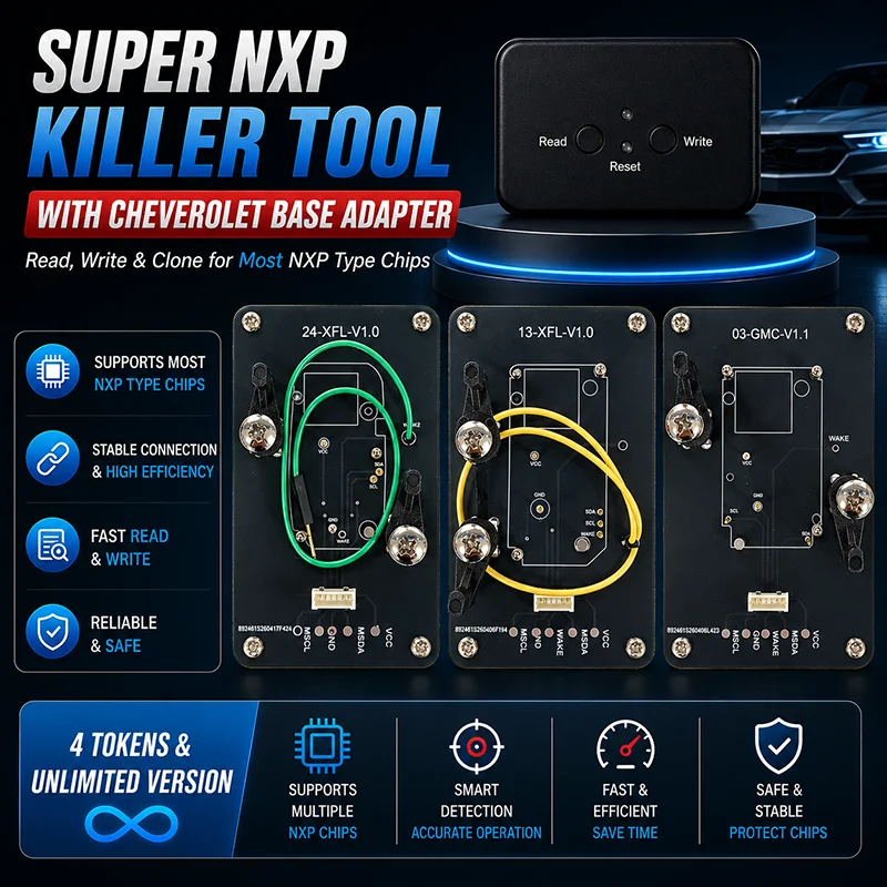 Super NXP Killer Read Copy Device With Adapter Base For Chevrolet Key All NXP Smart Keys Clones 4 Tokens & Unlimited Version
