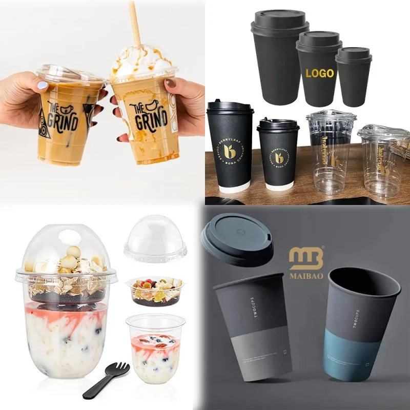 Juego de tazas de café de papel de cartón desechables, producto personalizado con tapas, vasos de doble pared de ondulación Individual caliente reciclable, compostable cu