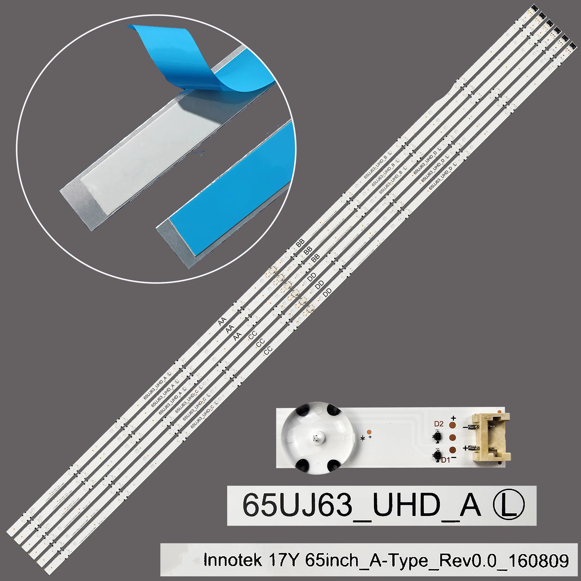 Striscia di retroilluminazione LED per 65LJ6130 65LJ6140 65LJ614V 65LJ617T 65LJ619V 65LJ622V 65LJ624V 65LJ6400 65LJ6420 65LJ6800 65LV340C 65LV340H 65L