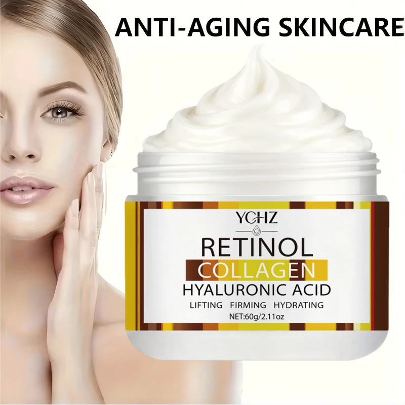 1 Bottle of Retinol Moisturizing Cream, Contains Collagen, Hyaluronic Acid, Vitamin C+E, Soothes Dry Skin, Improves Elasticity, Moisturizing Facial Lotion, Suitable for Women and Men, Improves Skin Texture, Lubricates and Firms Skin, Makes Skin Soft and Smooth, Suitable for All Skin Types, and Makes Your Skin Look Younger. 1 Bottle