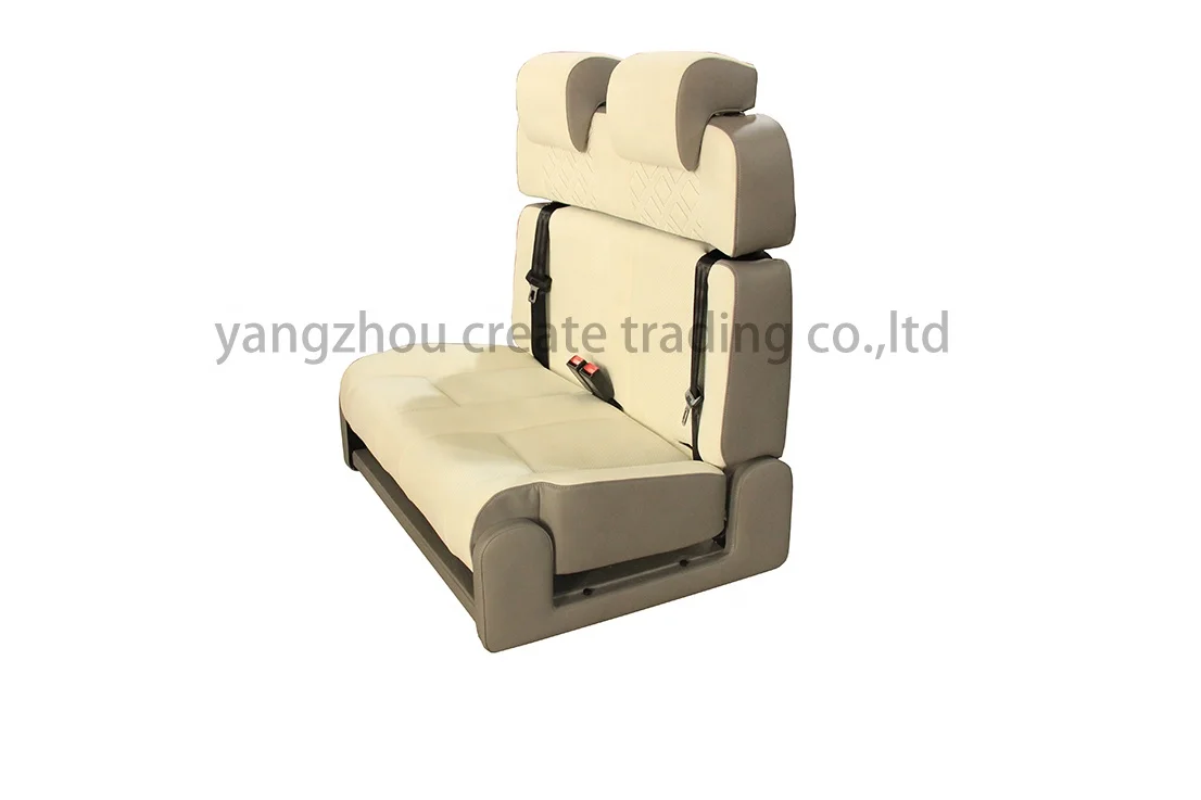 FoldingCaravan للطي Campervan مقعد لشخصين مع ثلاث طبقات RV قماش قابل للطي عالمي معدني ورغوة يتكشف مثل السرير #4