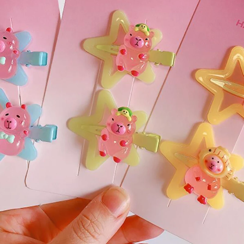 2 قطعة اكسسوارات ذاتية الصنع جديد ملون كابيبالا ستار BB مقاطع الشعر النساء الفتيات الاطفال لطيف المشابك الجانبية قبضة الشعر ستار دبوس الشعر