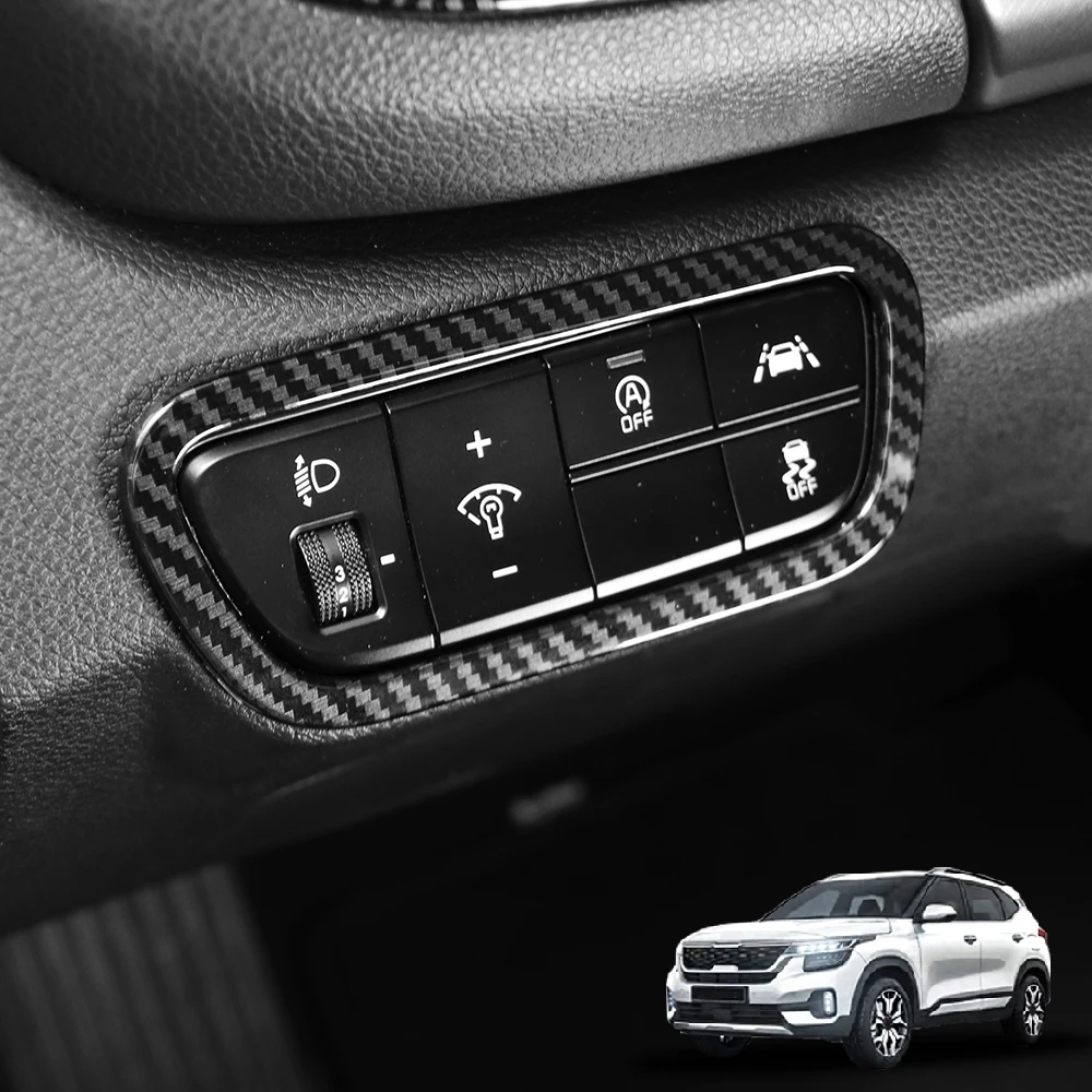 

Auto Headlight Adjustment Switch Panel Frame Protective Cover For KIA SELTOS 2021-2025 Left-hand Drive Interior Accessories