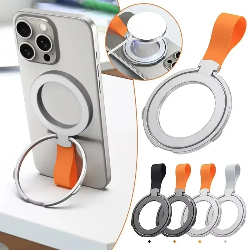 Soporte Magnético Fuerte para Teléfono Móvil, Soporte Giratorio Magsafe para iPhone 17 16 15 Xiaomi, Anillo de Soporte Portátil con Hebilla