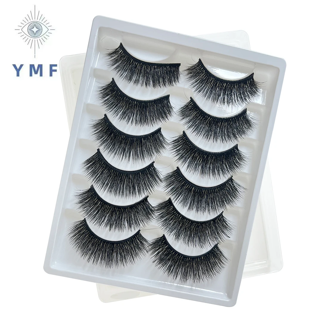 6 Pairs 5d Lashes Wholesale  Handmade False Eyelashes Cross Messy Dense Natural Eye Lashes Stage Makeup False Eyelashes