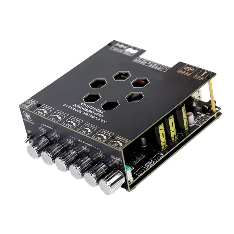 

FEDI-HT21MAX Мощная цифровая Bluetooth-плата усилителя звука 2.1-канальная с сабвуфером TPA3223, плата для колонок 200Втx2+400Вт