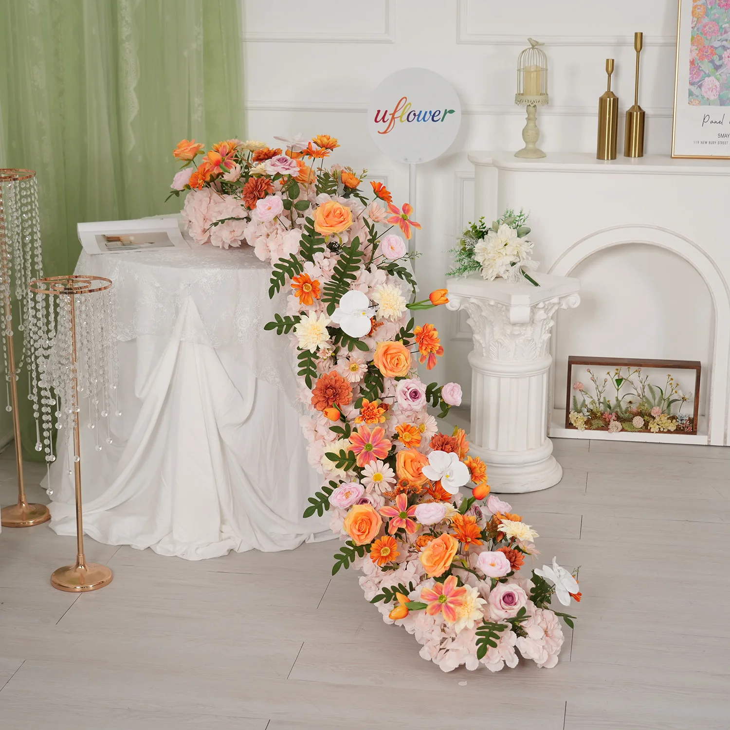 

Искусственные цветы Uflower Orange Rose для свадебного декора, напольные цветочные композиции, центральные элементы для столов, цветочные аранжировки, реквизит для вечеринок