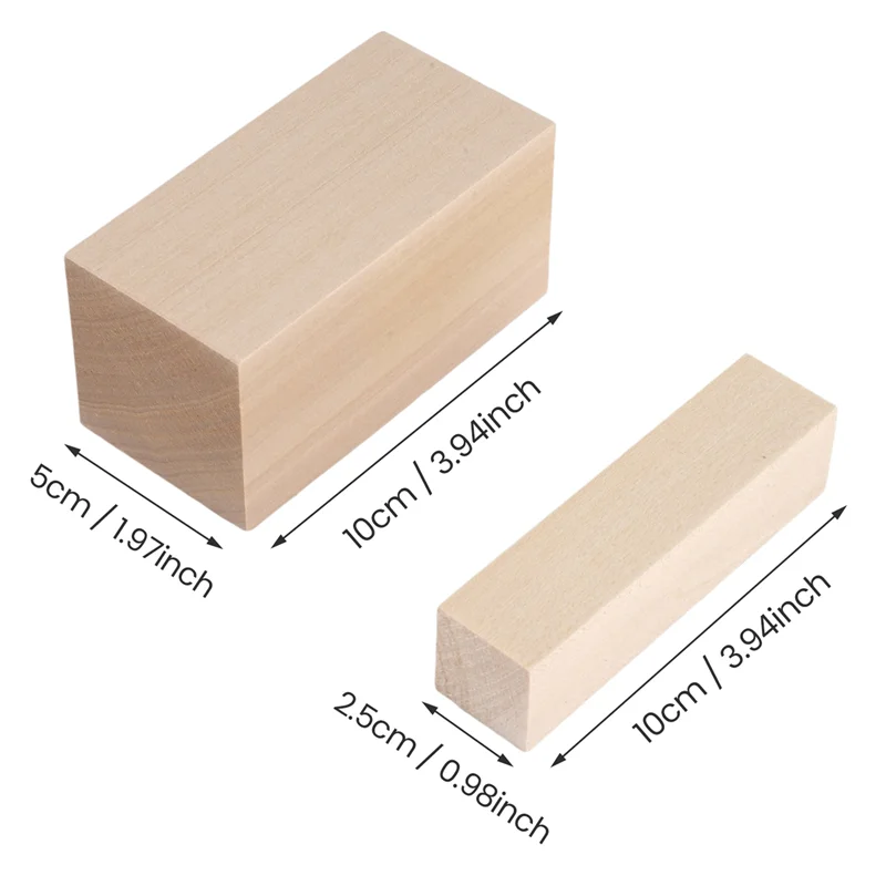 F-T Paquete de 10 bloques para tallar tilo, kit de bloques para tallar en blanco para principiantes, bloques para tallar de madera sin terminar (5L + 5S)