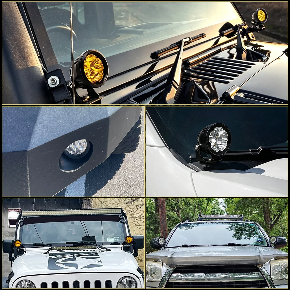 Super Led Driving Auxiliary Work Round Lights 25W 4x4 Offroad Fog Lamp for Car Motorcycle Pickup SUV ATV Forklift Trailer