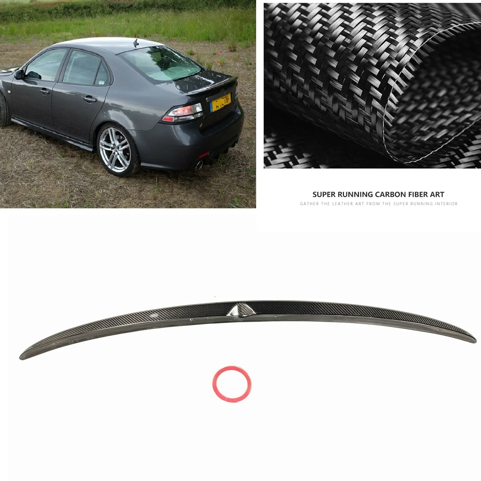 New！ Rear Trunk Spoiler Wing For Saab 9-3 2008-2012 Sedan Real Carbon Fiber H Type Car Tailgate Lid Trim Decklid Flap Splitter L