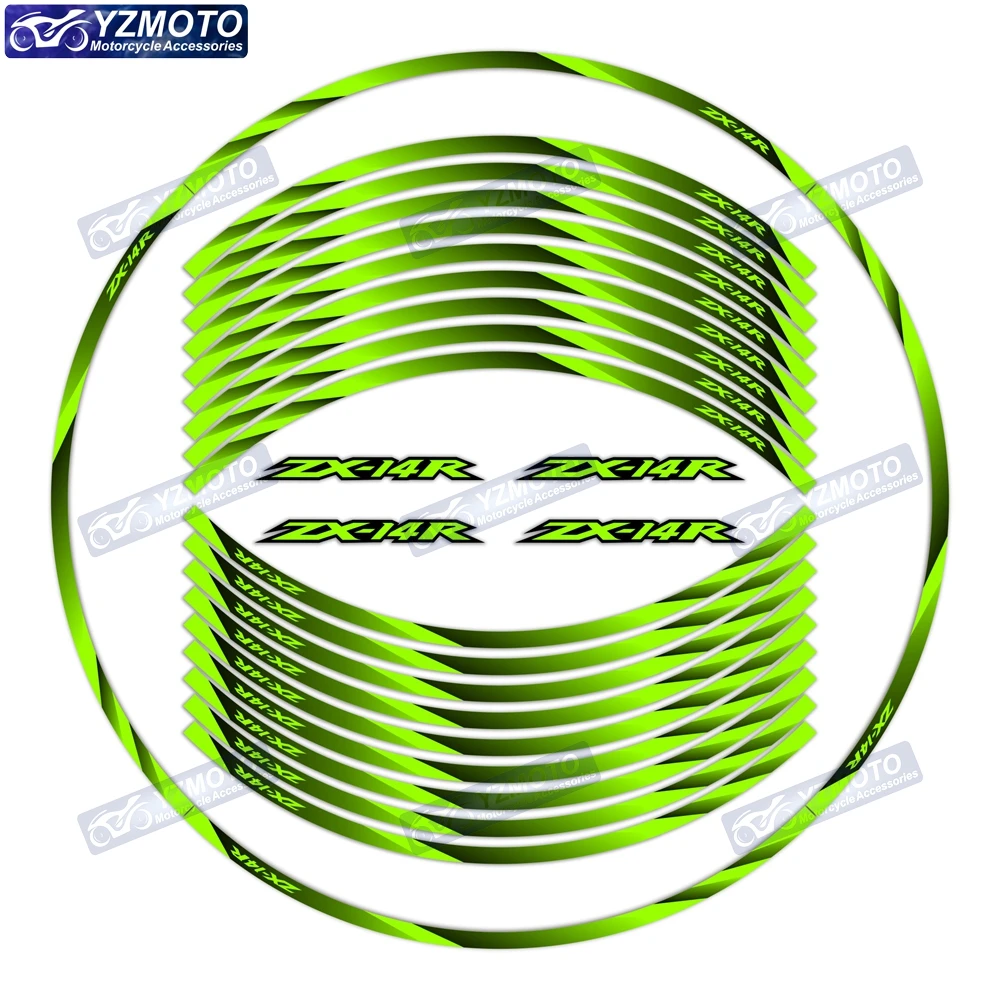 

For kawasaki ZX-14R ZZR1400 motorcycle 17 inch front and rear rims decals decorate waterproof reflective wheel hub stickers