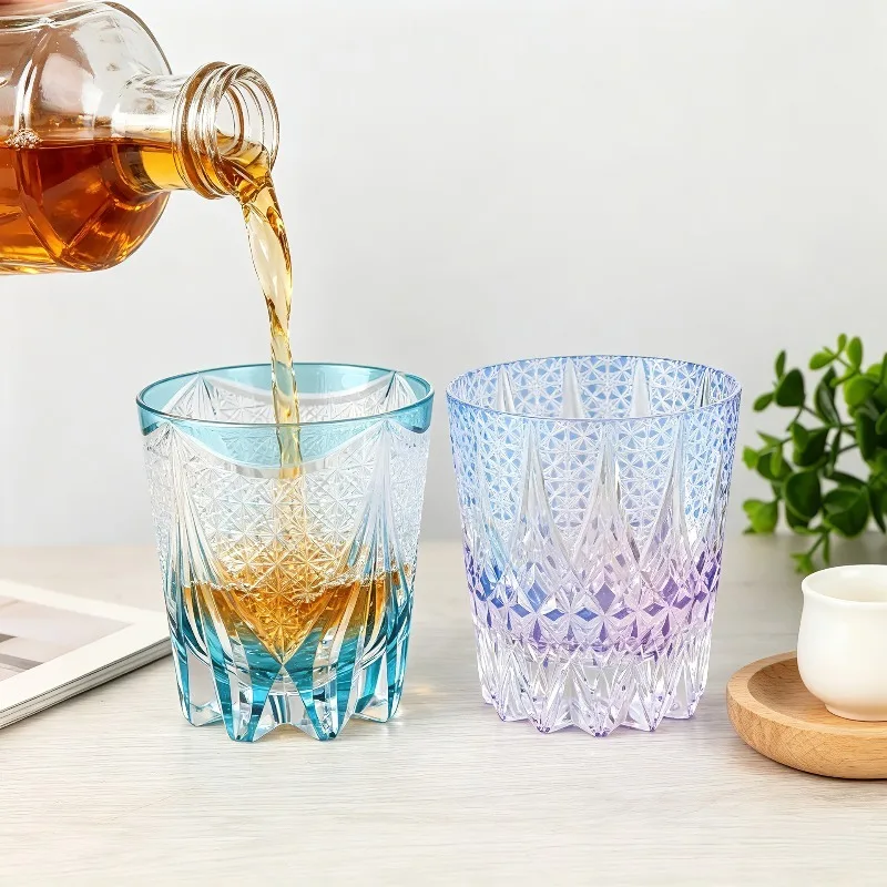 Star Rotating Wine Glasses Creative Simple Printed Glasses Hand-carved Glass Home Bar Party Drinkware Commercial Gifts