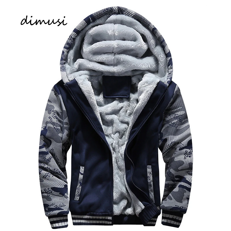 Winter Men's Fleece Warm Padded Jackets Casual Male Thick Hooded Parka Coats Men Sports Camo Cardigan Jacket Brand Clothing