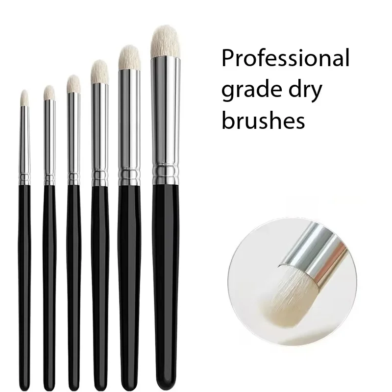 6Pcs Painting Drybrush Miniature Dry Brush Set Professional Goat Hair Paint Brushes For Model Figurines Hobby Craft Supplies Set