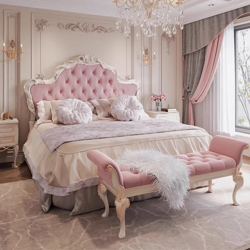 

Luxury Unique Beds Europian Frames Queen Vintage Home French Bed Lounge Sleeping Wooden Camas De Dormitorio Bedroom Furniture