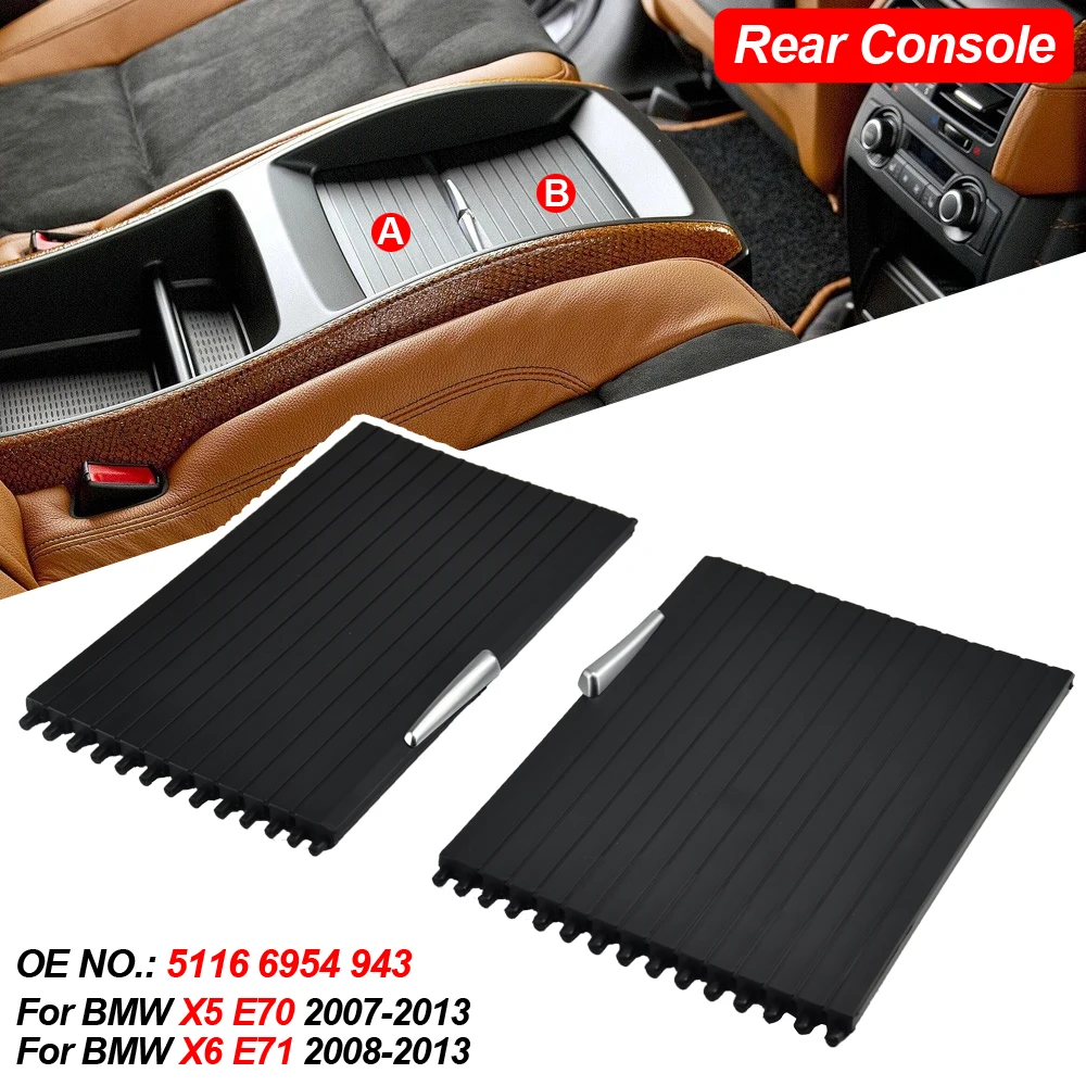 حامل الكأس غطاء الشريحة الستائر الدوارة صندوق تخزين سستة غطاء منزلق سيارة مركز وحدة التحكم صالح لسيارات BMW X5 E70 X6 E71 E72 2007-2014 #6