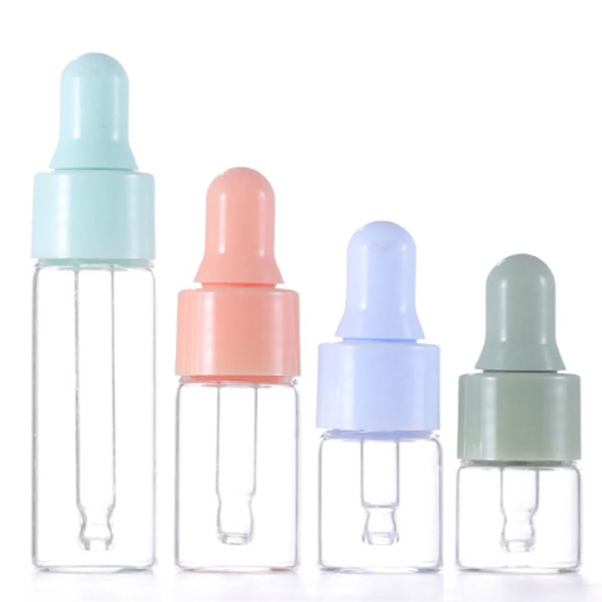 10x 1/2/3/5ml Clear Glass Dropper Bottles Macaroon Cap Serum Essential Perfume Oil Mini Portable Travel Dripper Eye Drop Pipette