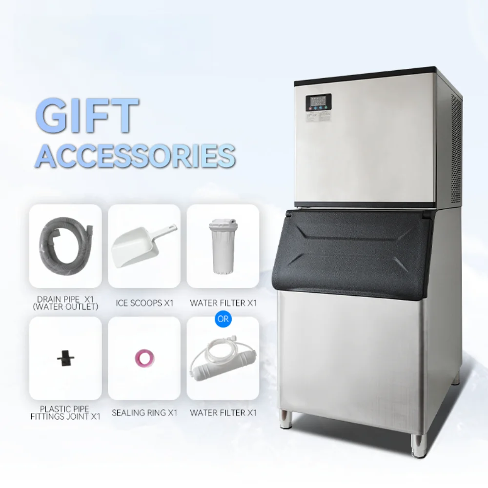 

Commercial Ice Maker Machine 250kg 300kg 500kg Production with 200kg Storage for Business Stainless Steel CE Certified