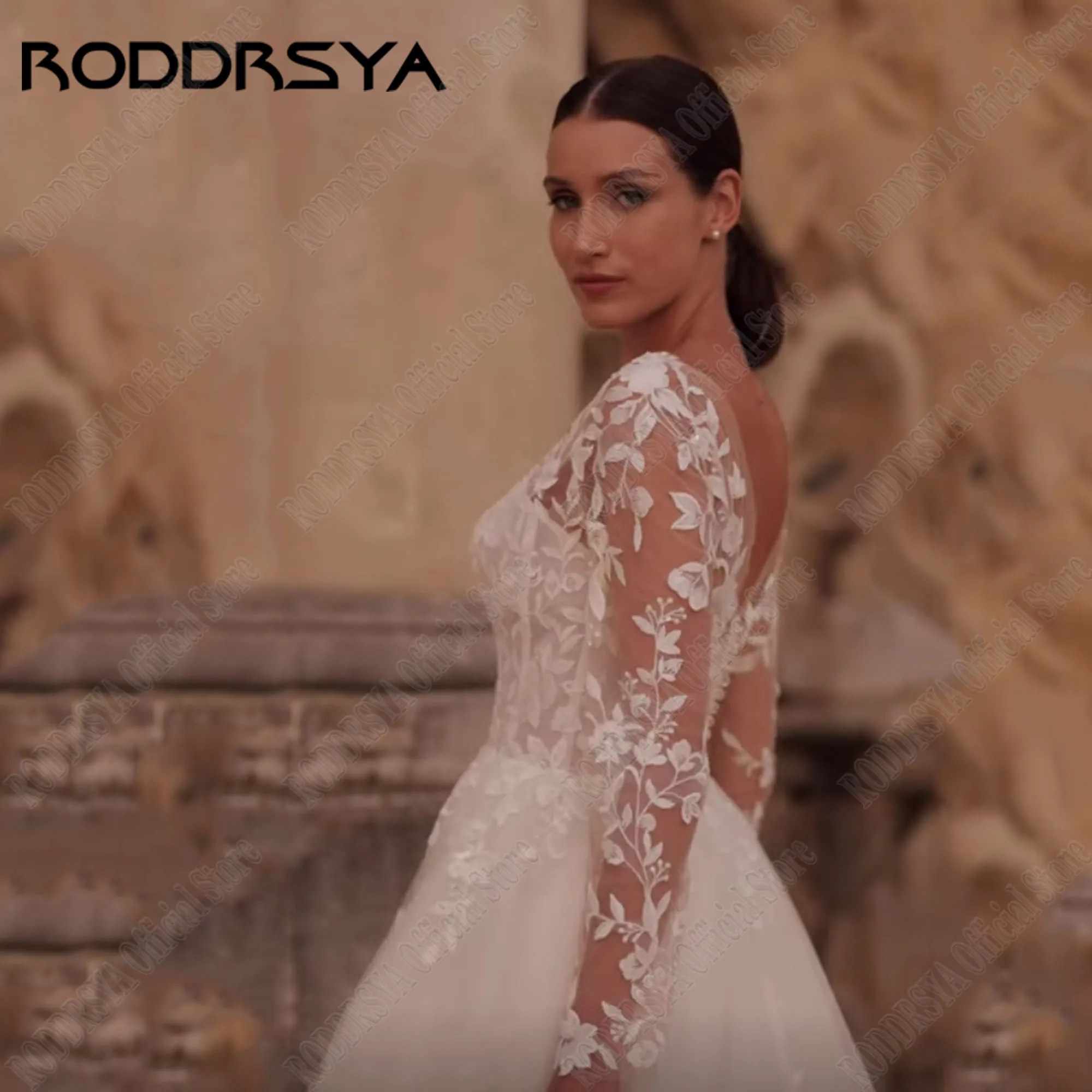 RODDRSYA O-Neck Applique Lace Wedding Gowns Women Long Sleeves Boho vestidos de novia A-Line Elegant Bride Dresses Customized