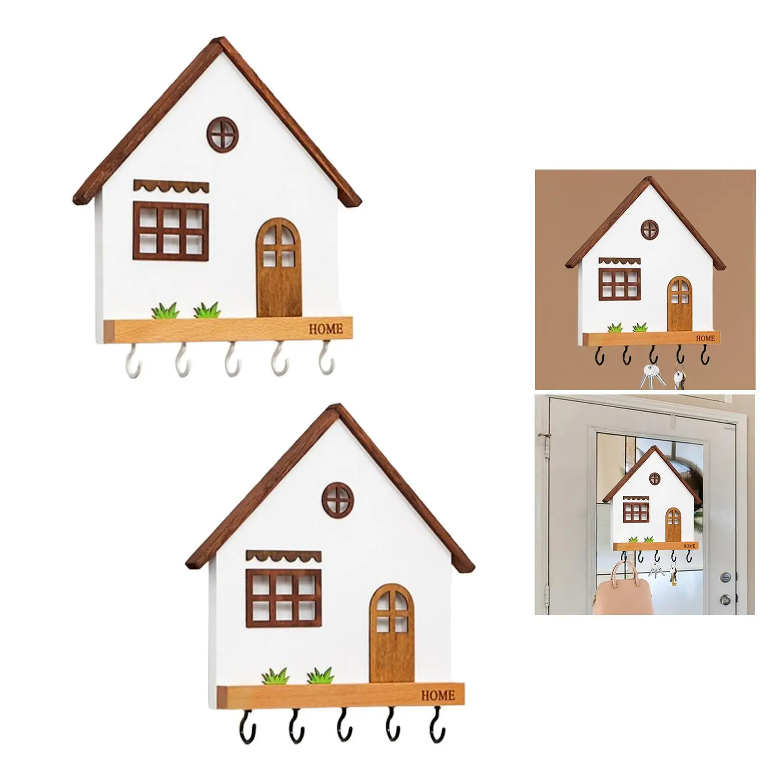 

Wooden Key Holder 5 Hooks Wood Key Storage Holder for Bedroom Porch Office
