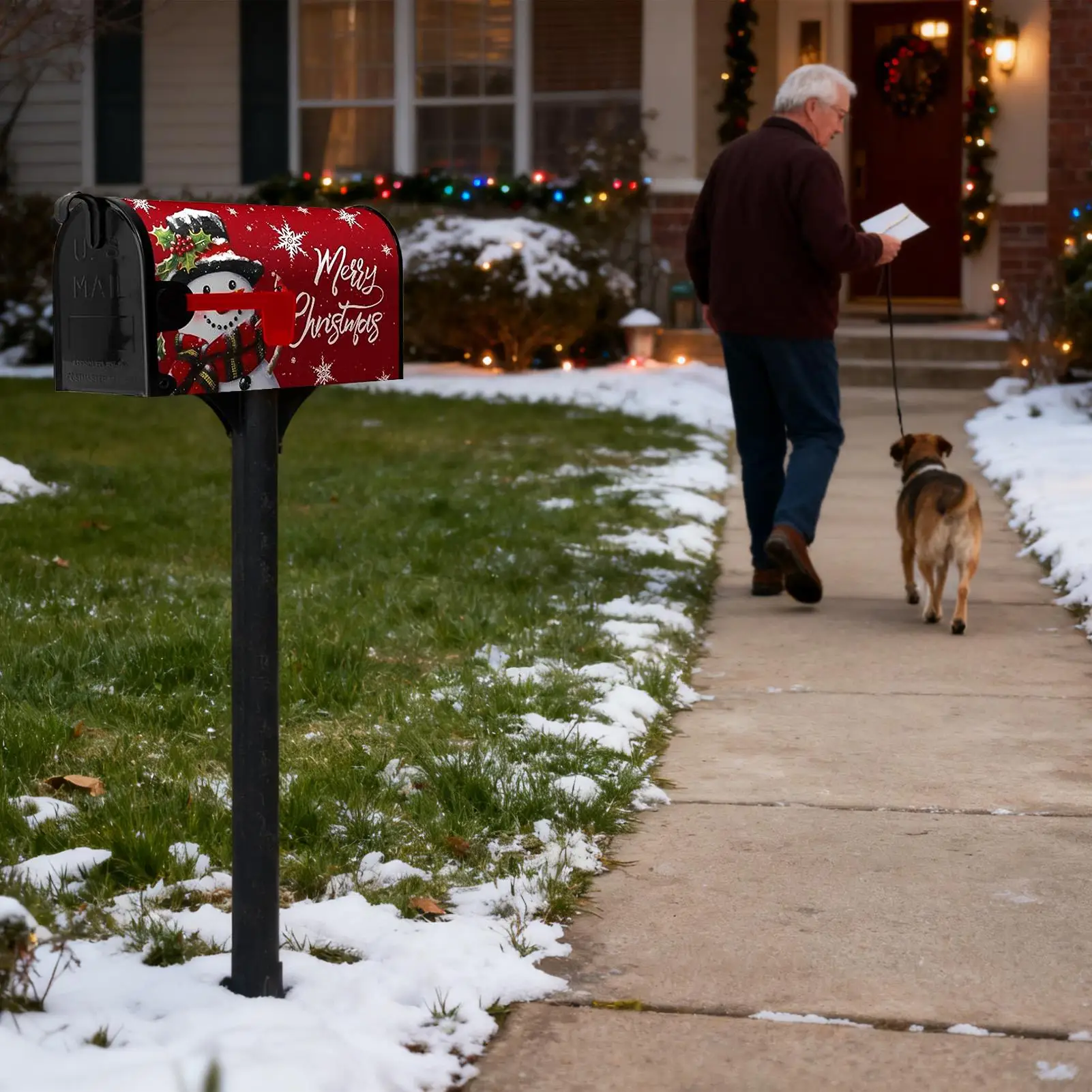 الشتاء صندوق البريد يغطي المغناطيسي 21X18 بوصة المغناطيسي الشتاء ندفة الثلج غطاء صندوق البريد عيد الميلاد آخر صندوق بريد يلتف للحديقة #3