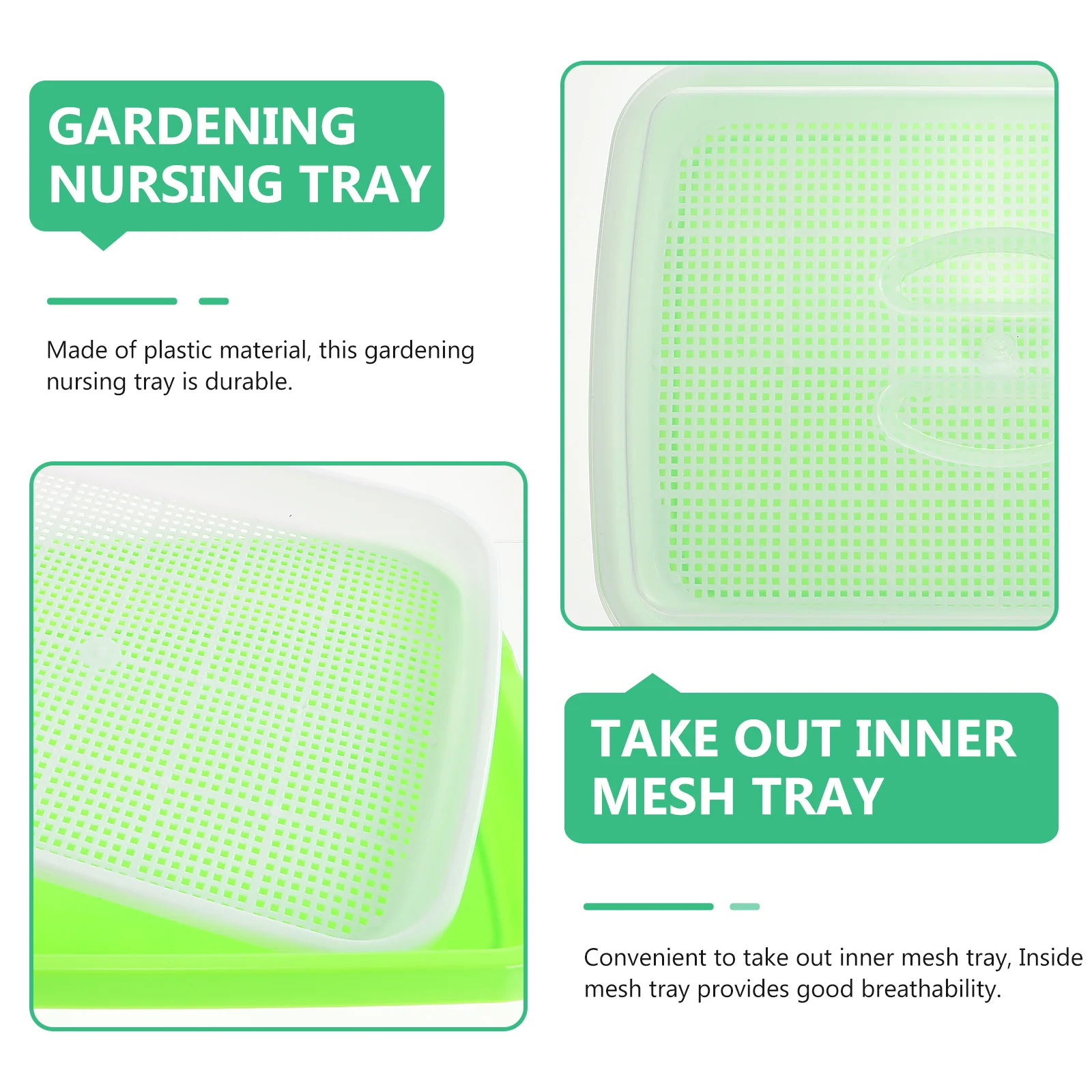

1Set Seedlings Tray Gardening Nursing Plastic Durable Microgreens Growing Tray for Germination Sprouter Nursery Planting