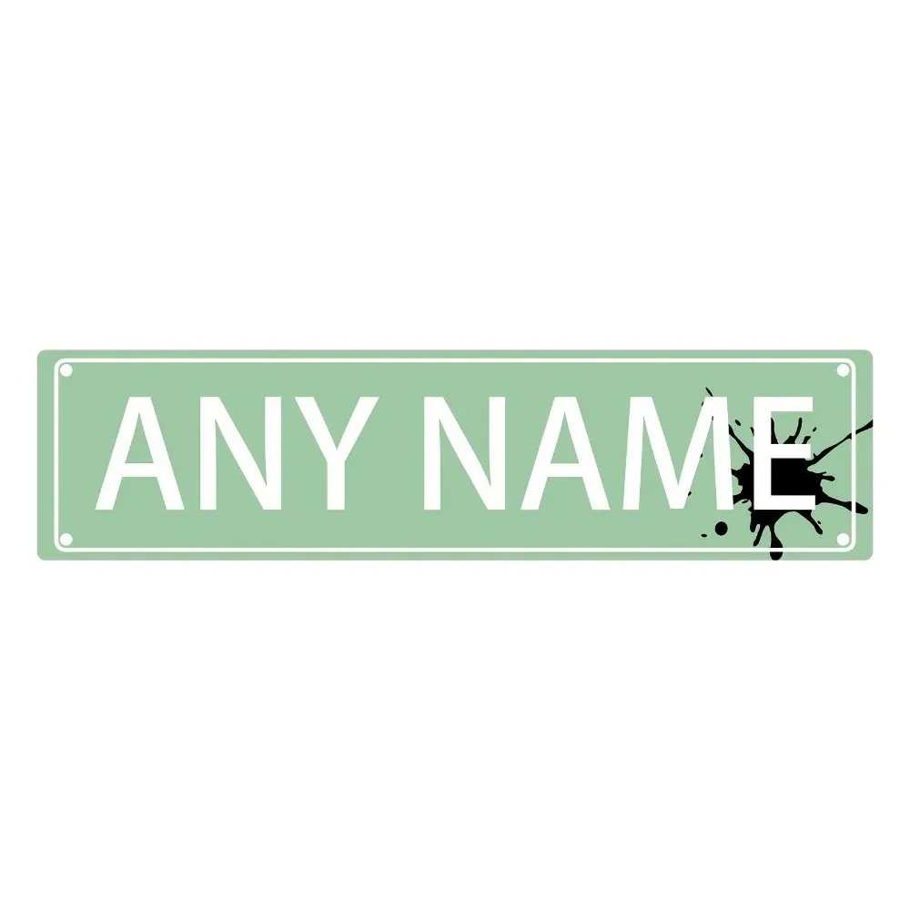 [CIFbuy][2D Flat]Custom Mint‑Green Ink‑Splash Aluminum Sign,Personalized Name Wall Decor(Only For Decoration)