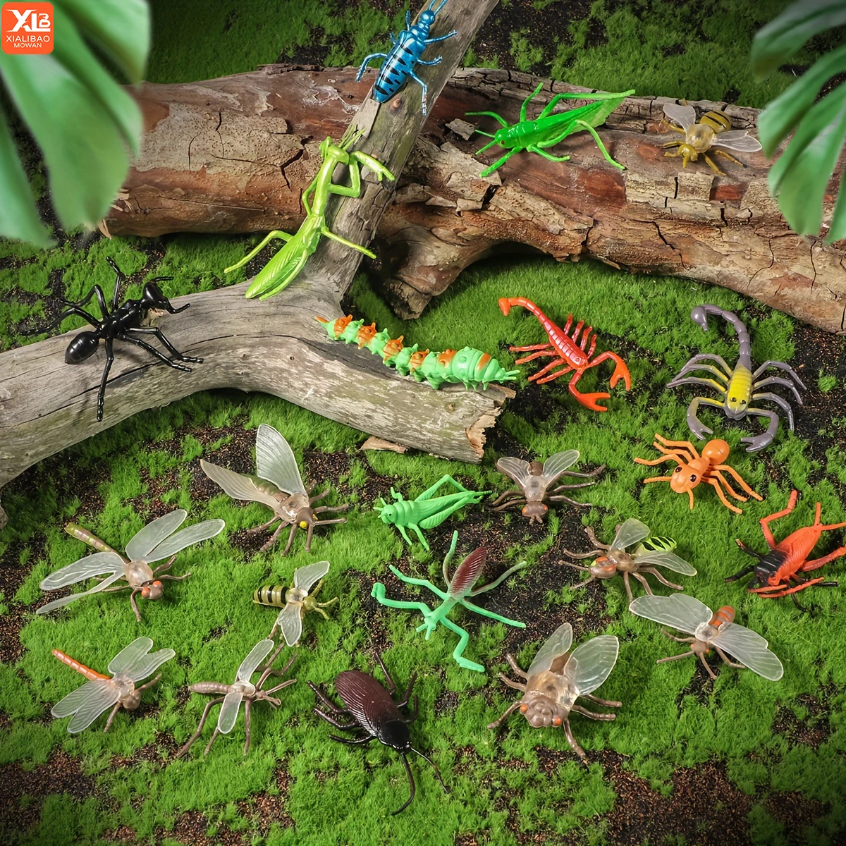 Conjunto de brinquedos realistas de insetos e animais, 22 peças, estatuetas educacionais em miniatura, incluindo mantis, aranha, abelha, escorpião para crianças