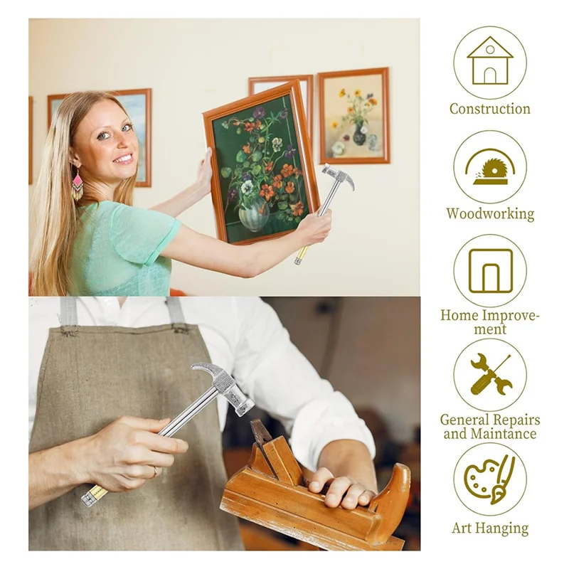 Most-Mini Hammer 6 In 1 Small Hammer Brass Hammer Screwdriver With Screwdriver Hammers Hand Tools Hammer For Picture Hanging