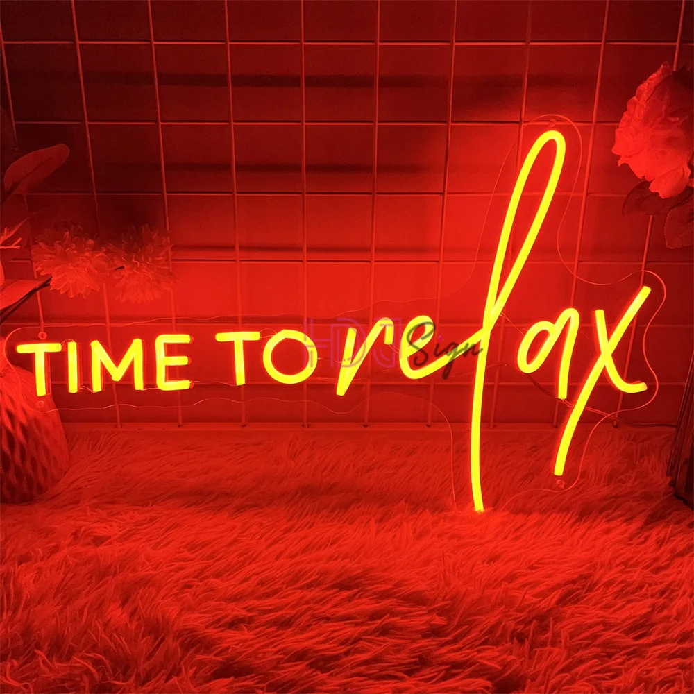 Time to relax Neon Led Sign Coffee Home Party Room Wall Decor Bar Beauty Salon Neon Lights USB Cafe Pub Club Decoration Signs