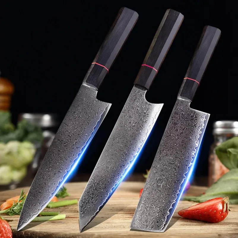 Professionelle Küche Kochmesser Damaskus Stahl Hackmesser Fleisch Fisch Gemüse Obst Schneiden Kochmesser G10 Griff Allzweckmesser