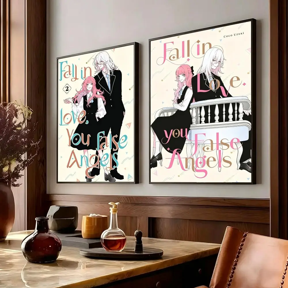 comic Fall in Love, You False Angels Poster Poster HD Printing Cozy Warm Style Home Decor Suitable for Living Room Bedroom Gift