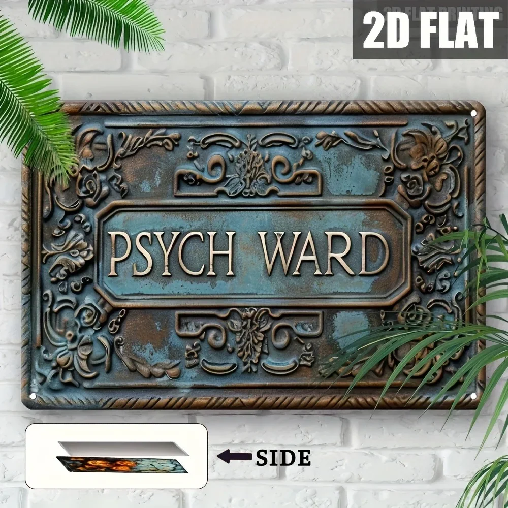 2D Flaches Psych-Area Lustiges Dekoschild Vintage Metallposter für Außenbereich Garten Heim Dekorative Kunstwerke