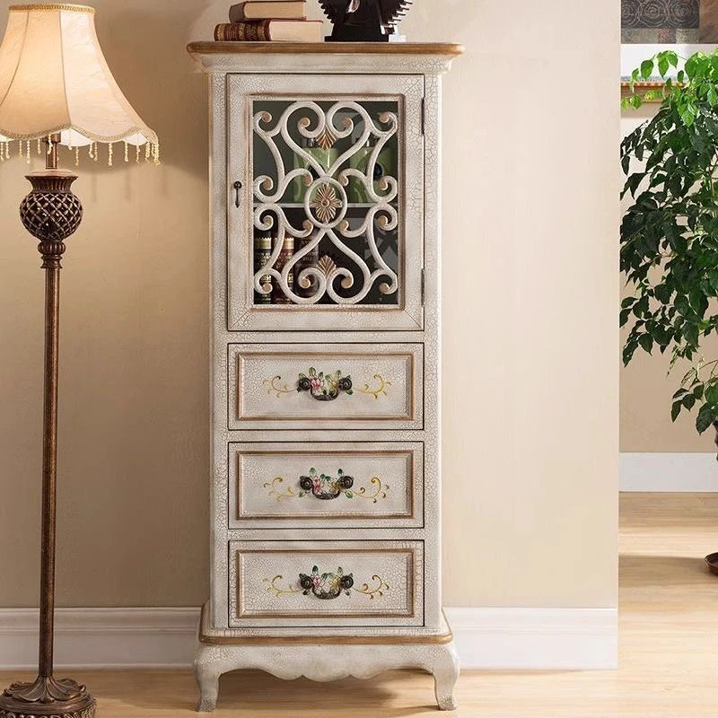 

American foyer wine cabinet wall decoration corner villa Mediterranean style vintage chest of drawers for storage