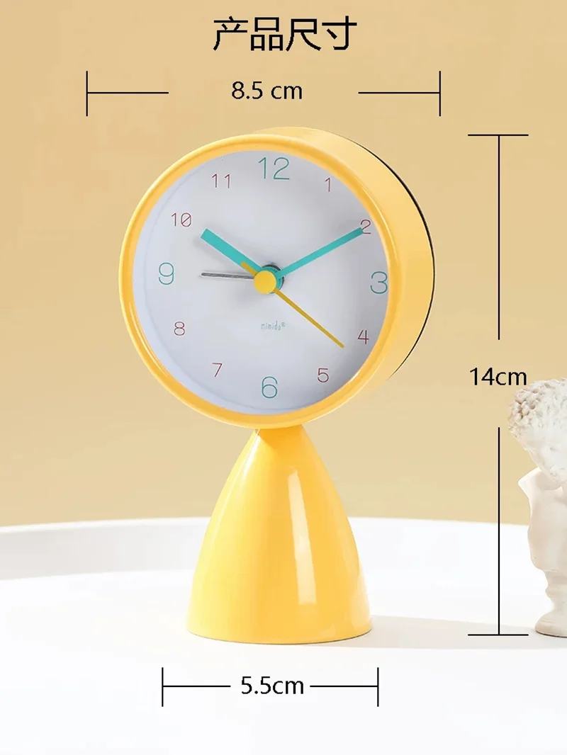 Creative Children's Alarm Clock Cute Desktop Metal Clock Bedside Small Clock in Red Blue Yellow