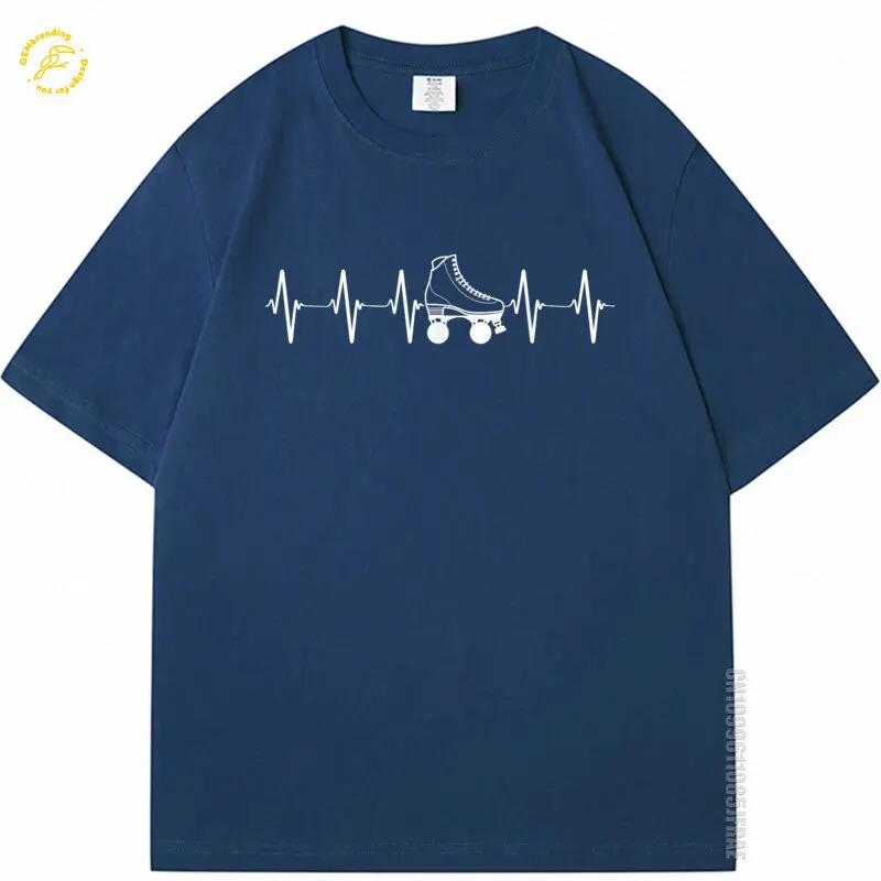 

Roller Skate Shirt Vintage Roller Skates Heartbeat Oversized T-Shirt Y2K Clothes Man Big Size Short Sleeve T Shirt Luxury Brands