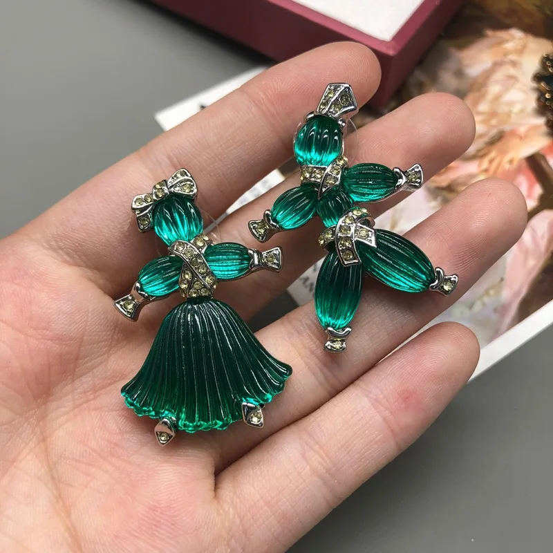 fancy diamond-encrusted little man-shaped stud earrings jewelry earrings jelly resin design temperament jewelry