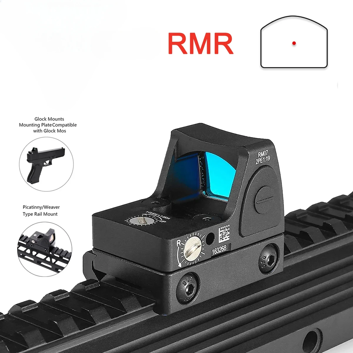 

Glock 17 RMR Red Dot Sight Riflescope Adjustable Brightness Fit 20mm Rail Tactical Hunting Airsoft Rifle Optics Scope