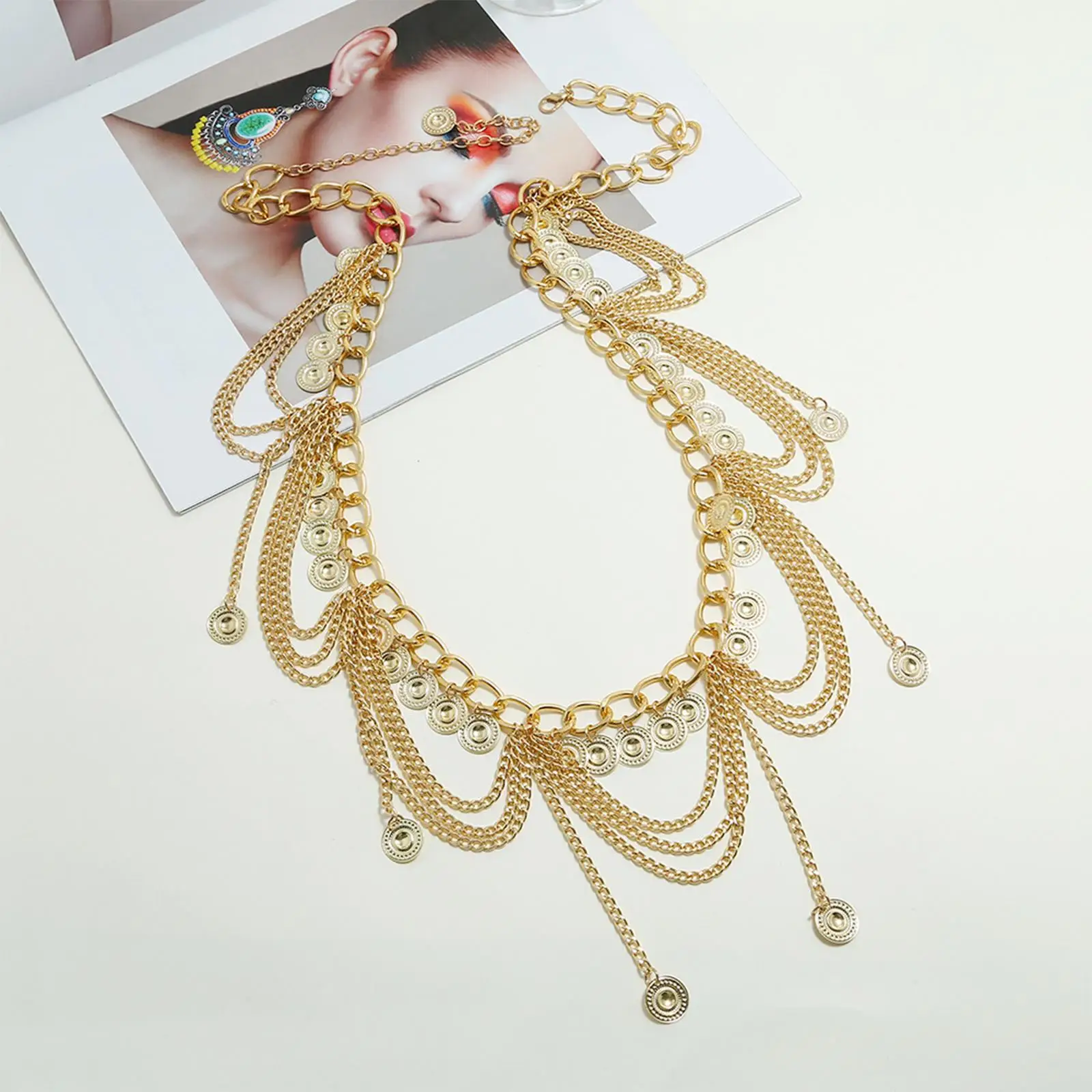 Multi-Level Waist Chain Gift Punk Golden Coin Adjustable for Party Women