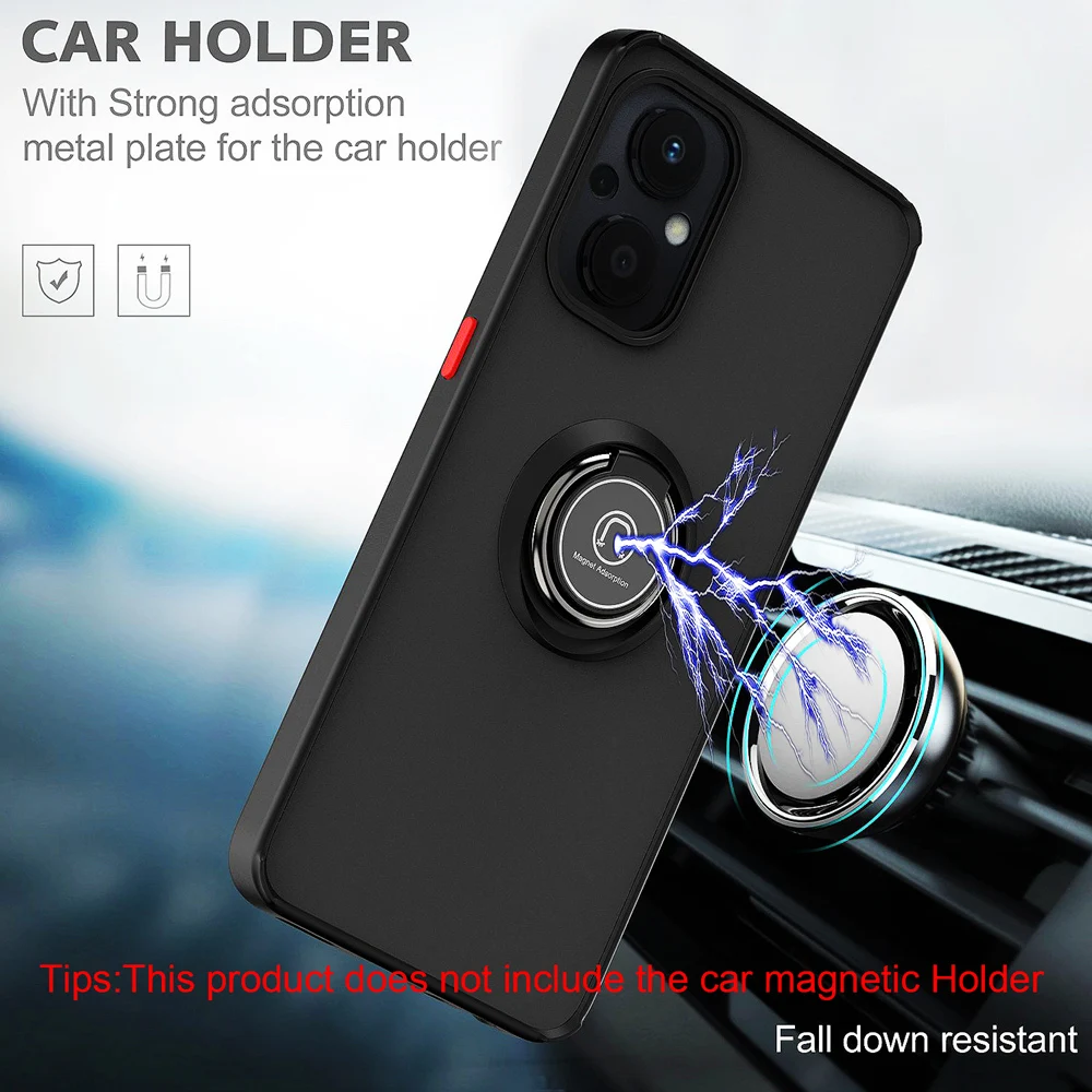 KEYSION Fashion Matte Phone Case for OPPO Reno8 Z 5G 8 Lite 7Z Transparent Ring Stand Shockproof Phone Cover for OPPO F21 Pro 5G