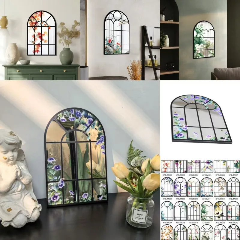 Mirror Windowpane Arch Mirror Acrylic Arched Window Wall Mirror Wall Decorative for Bathroom Farmhouse Vanity Living Room Decor