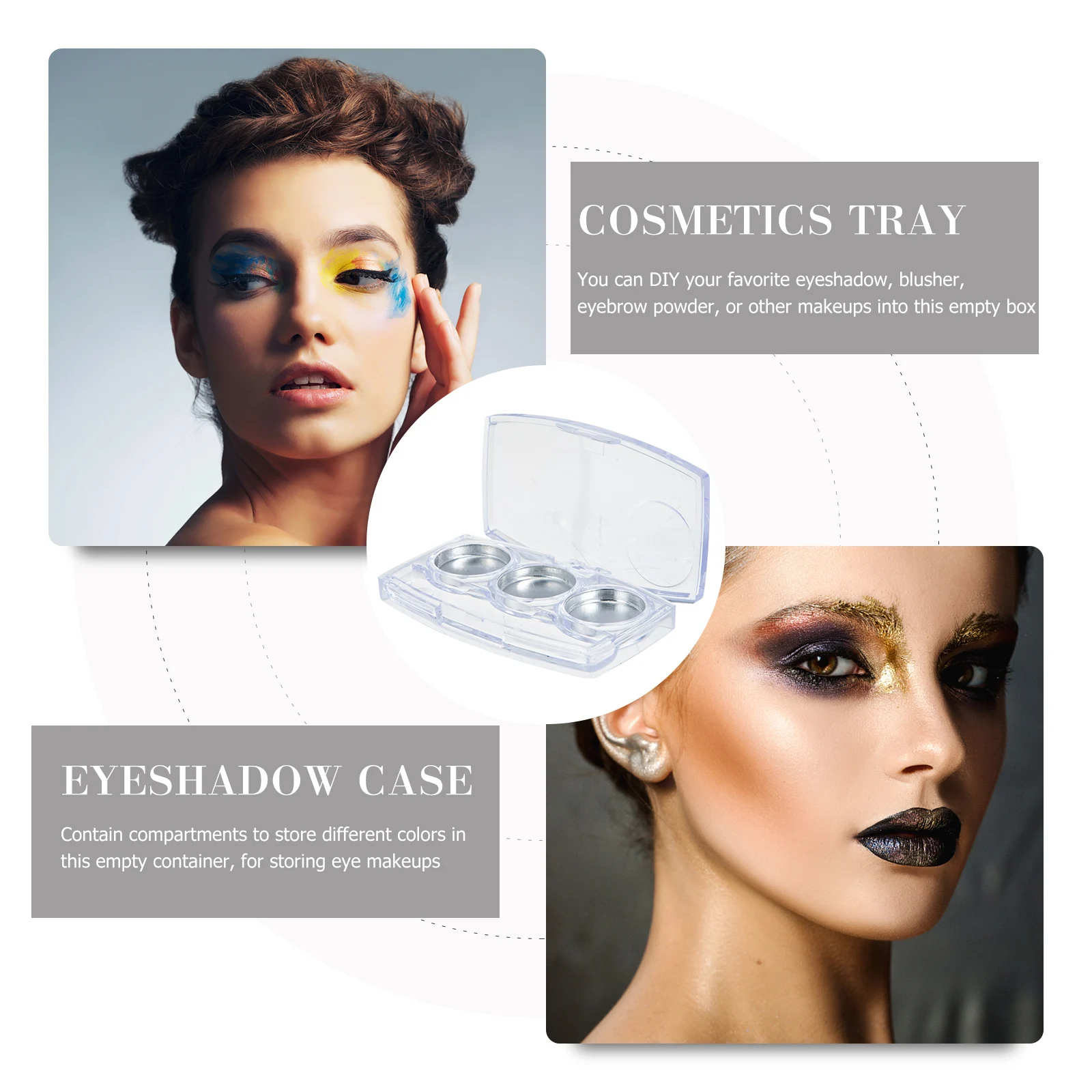 

6pcs Empty Eyeshadow Box Multi-Grid Cosmetics Container Portable Makeup Case For Blusher Eyeshadow Powder Diy Refillable Sub