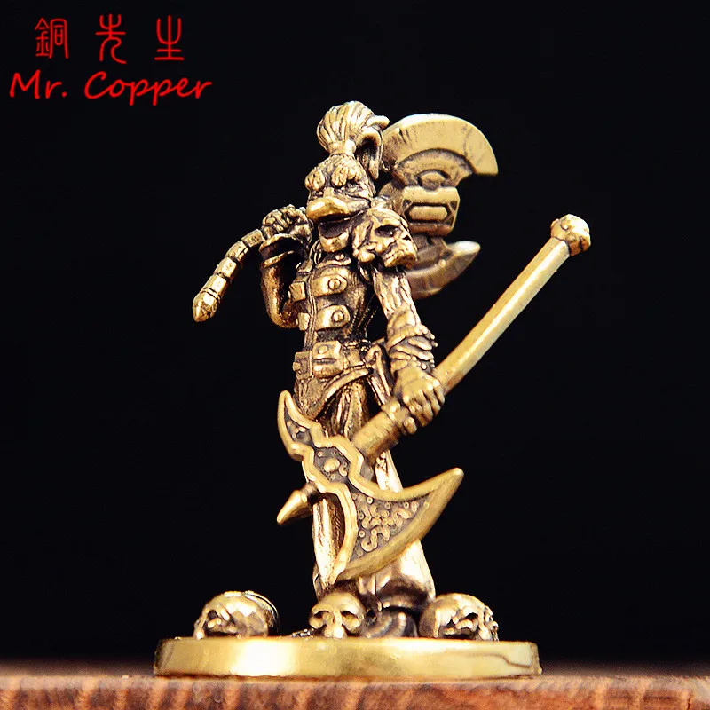Brass Bird Parrot Head Warrior Figurine Miniaturs Desktop Ornament Retro Metal Solider Models Home Decoration Crafts Accessories